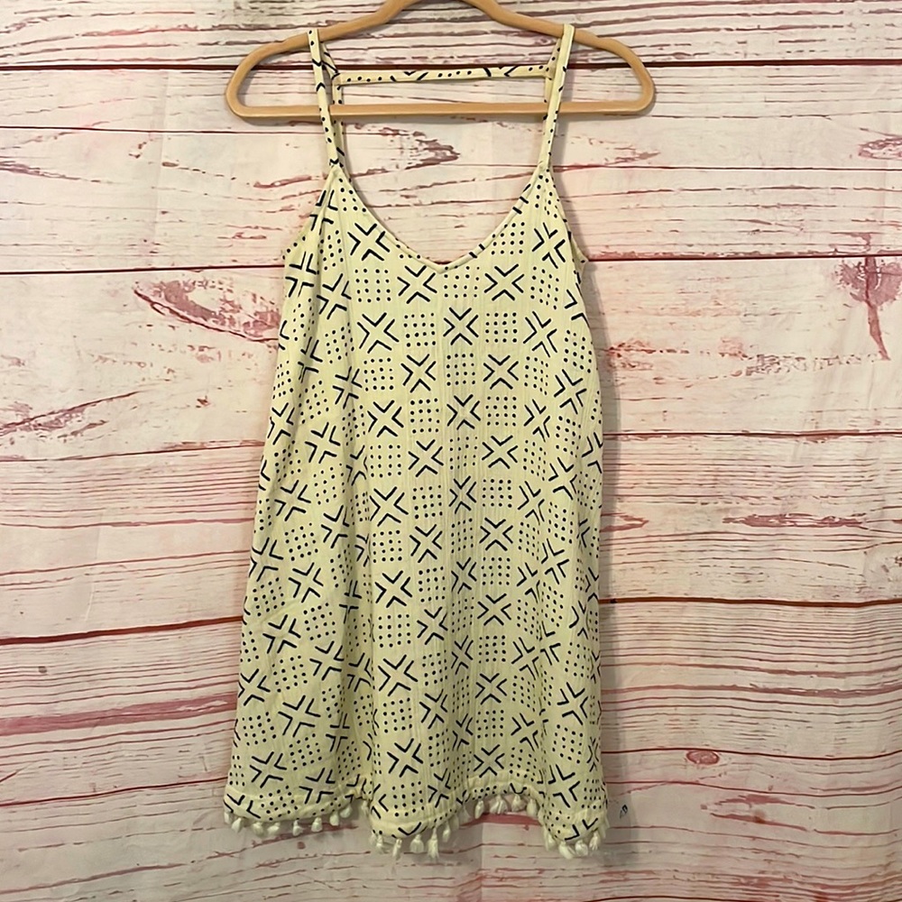MADEWELL XXS oversized boho shift sleeveless tassel dress